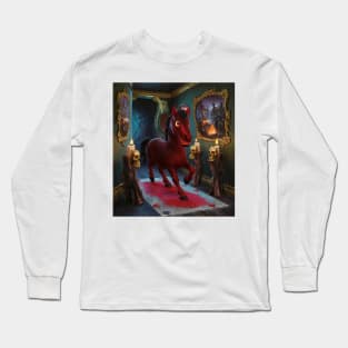 AI generated Eerily horse in the hallway Long Sleeve T-Shirt